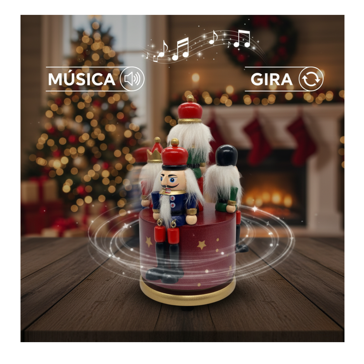 Cascanueces Musical Giratorio Decoración Adorno Navidad 2025-3