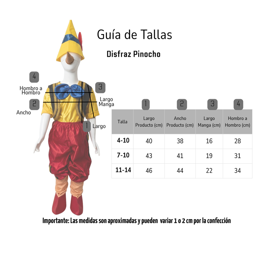 Disfraz De Pinocho Para Niños Completo - Incluye Gorro Y Nariz-5