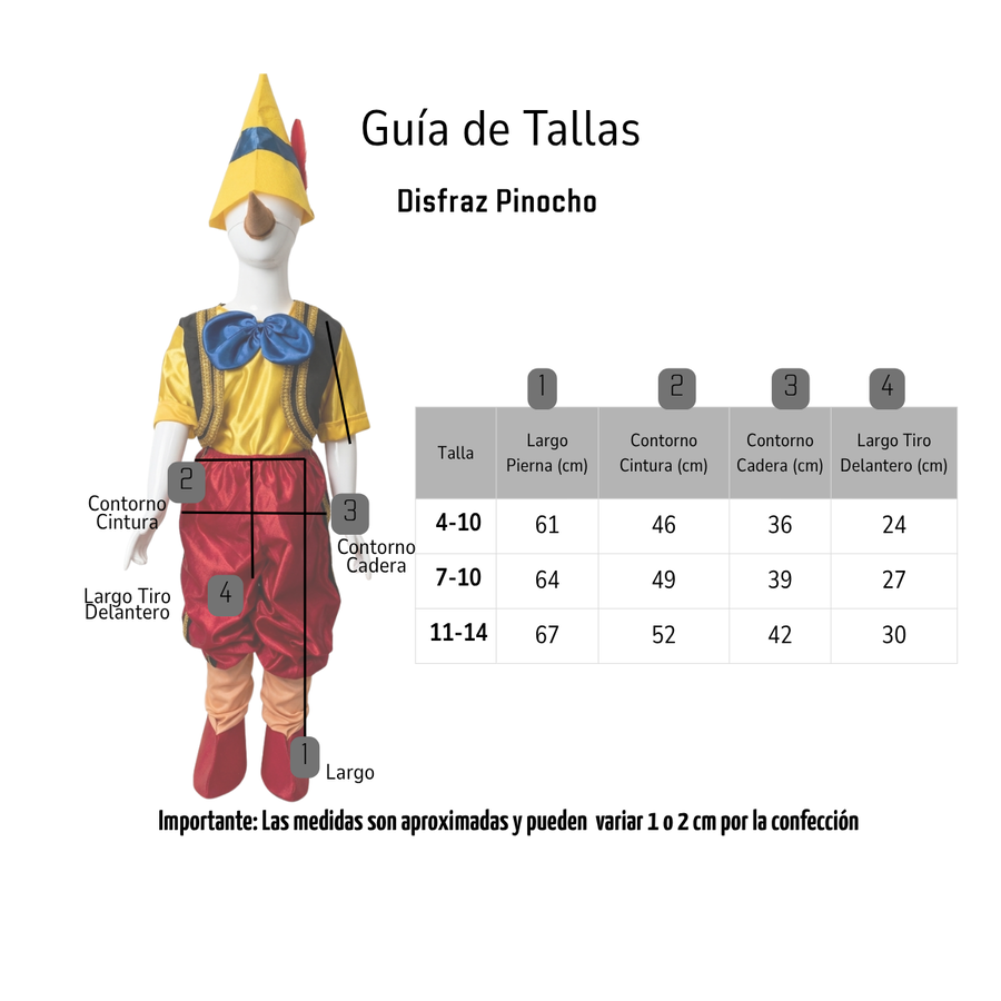 Disfraz De Pinocho Para Niños Completo - Incluye Gorro Y Nariz-6