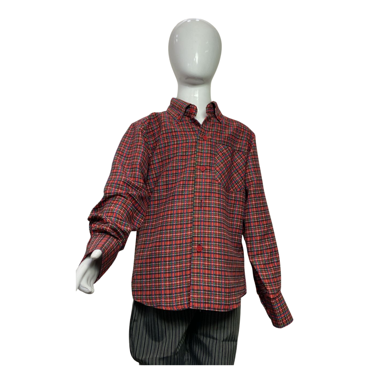 Camisa Cuadrille Para Traje Huaso Niño Y Juvenil Rojo Negro-0
