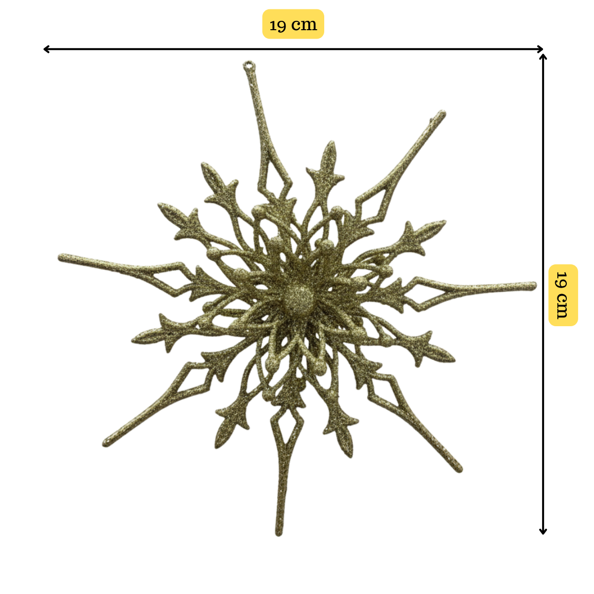 Set 6 Copos / Flores De Nieve Adornos De Navidad Brillantes Adorno Árbol Dorado-4