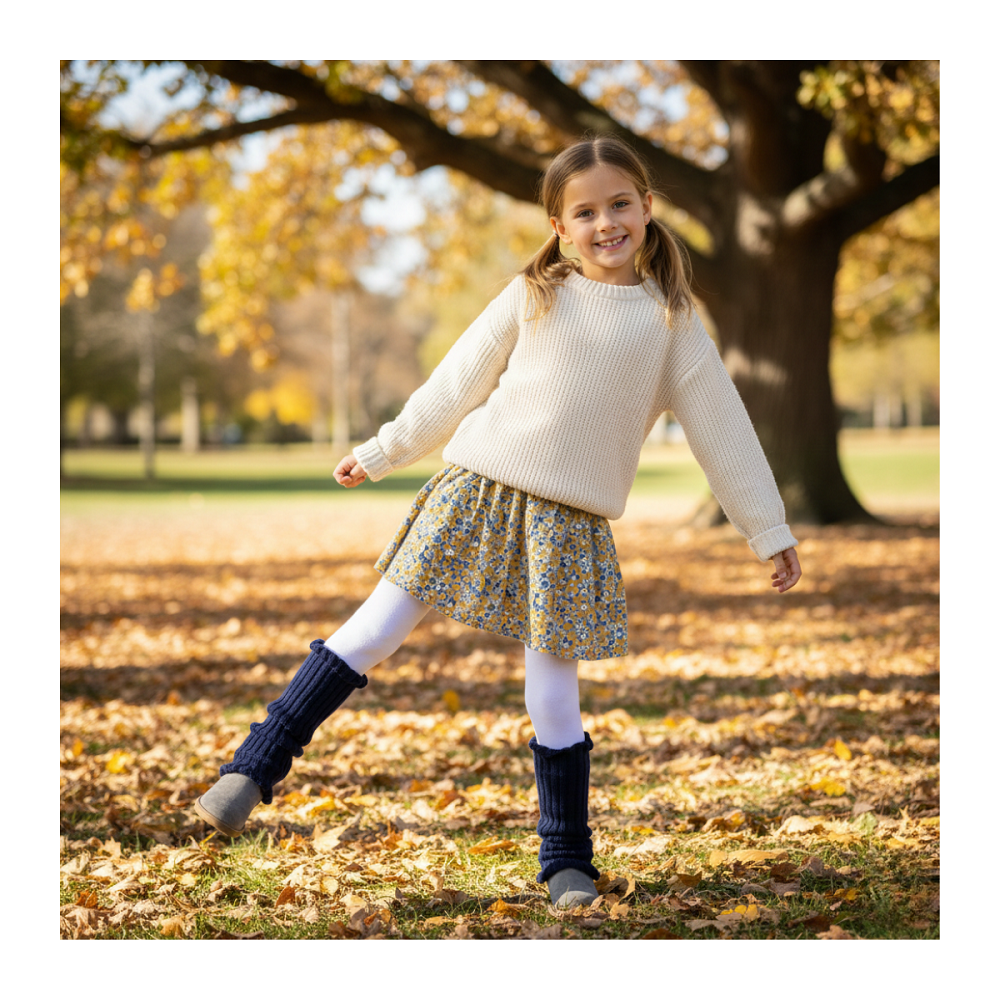 Pack 3 Polainas de Lana para Niñas - Azul Clásico - Talle Único-4