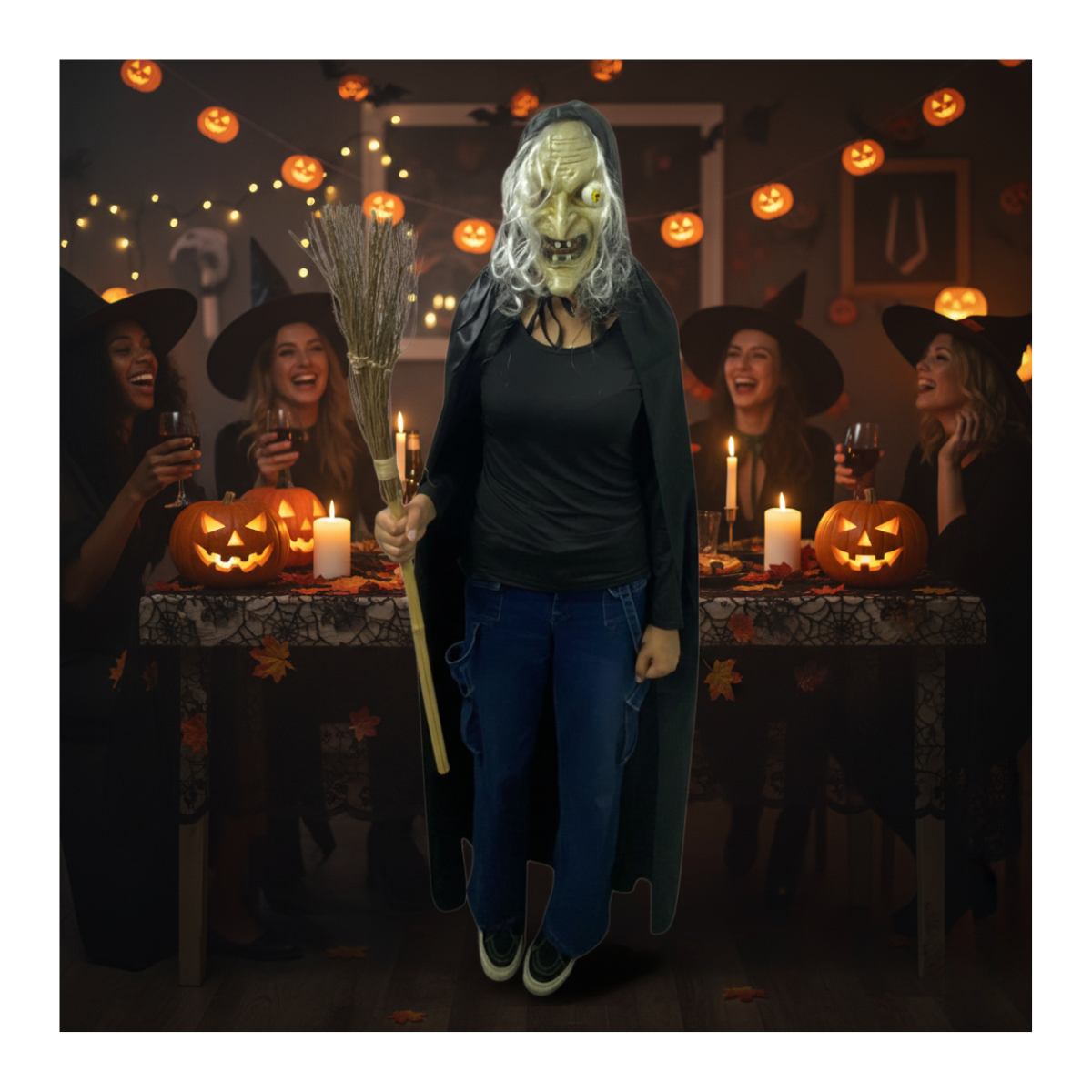 Set De Bruja (Máscara+Capa+Sombrero) Halloween 2025-2