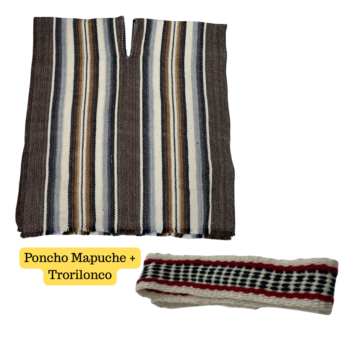 Set Poncho Mapuche Tradicional + Trarilonco Niño Juvenil-3
