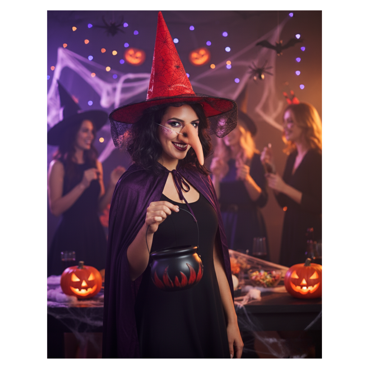 Set Accesorios Hechicera Bruja Maga Sombrero Halloween 2025-5