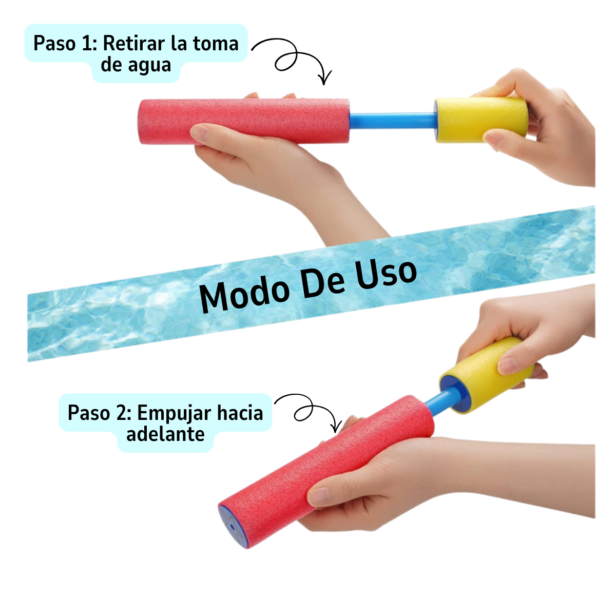 Pack 6 Unidades Pistola Lanza Agua Espuma Verano Piscina 30 Cm-3