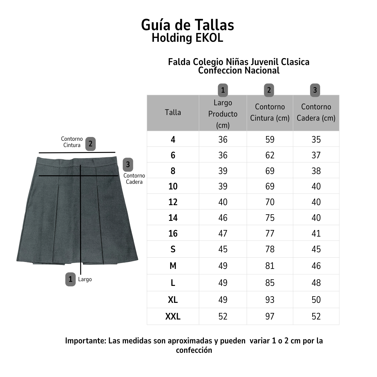 Falda Colegio Niña Juvenil Gris Clásica Confección Nacional-5