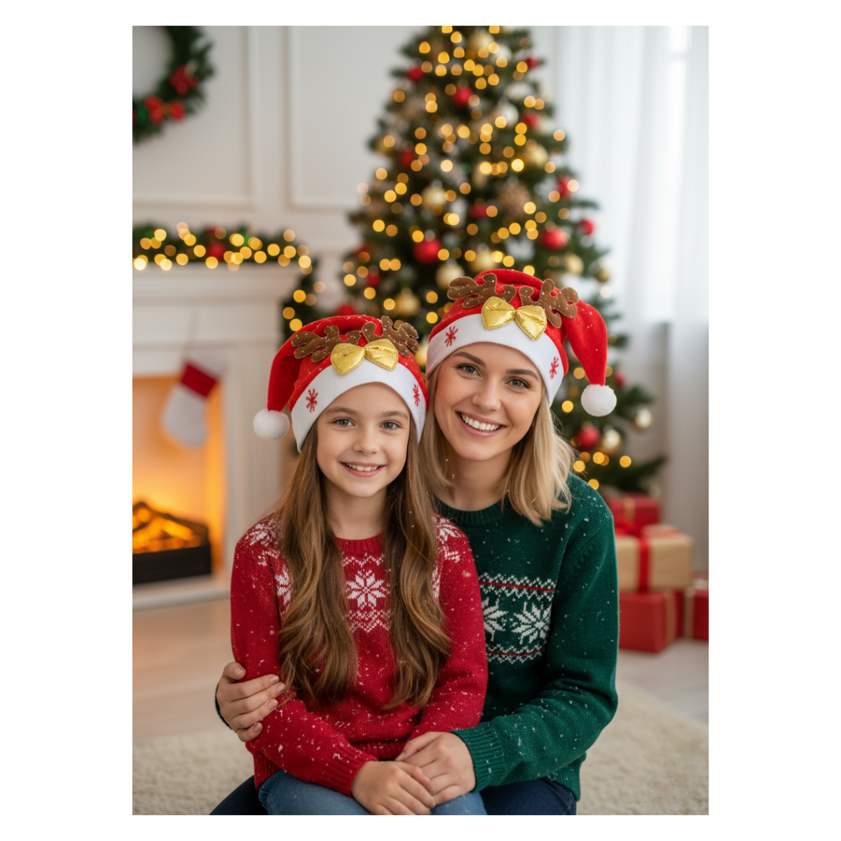 Pack 12 Gorros Navidad Reno Terciopelo Accesorio Navidad 2025-3