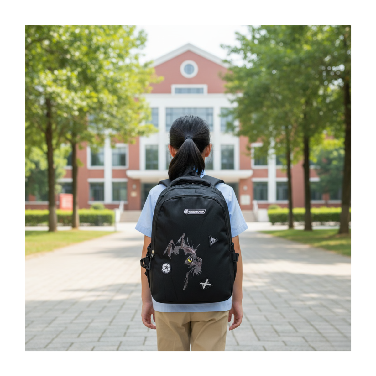 Mochila Bolso Juvenil Estilo Urbano Estampado De Gato 25l-0