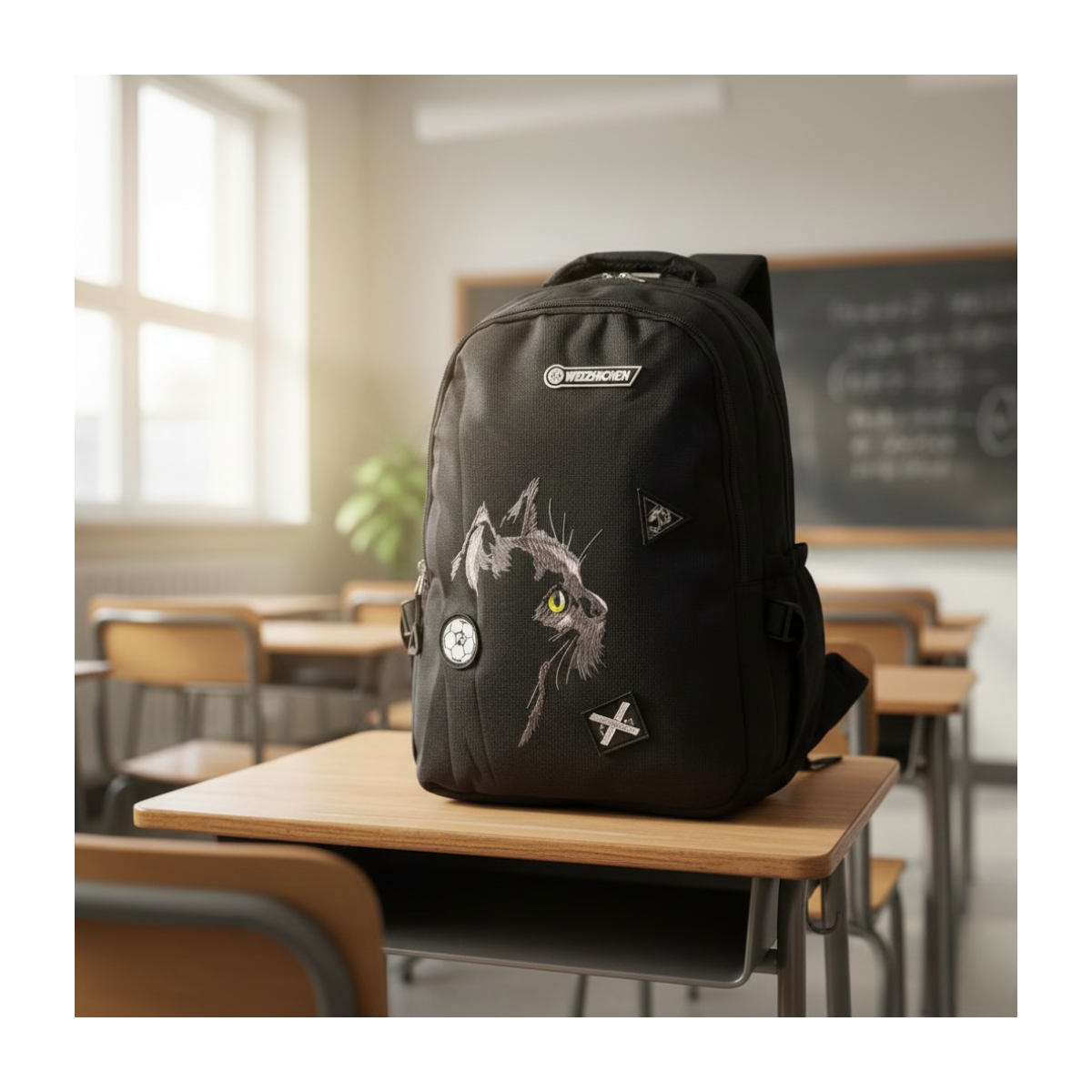 Mochila Bolso Juvenil Estilo Urbano Estampado De Gato 25l-6