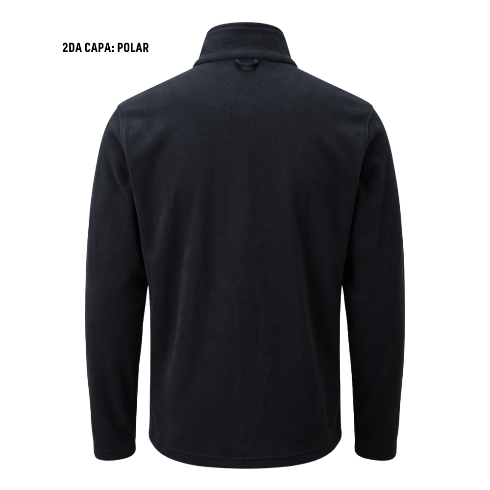 Chaqueta Doble Cortaviento Con Forro Polar Negra Térmica-5