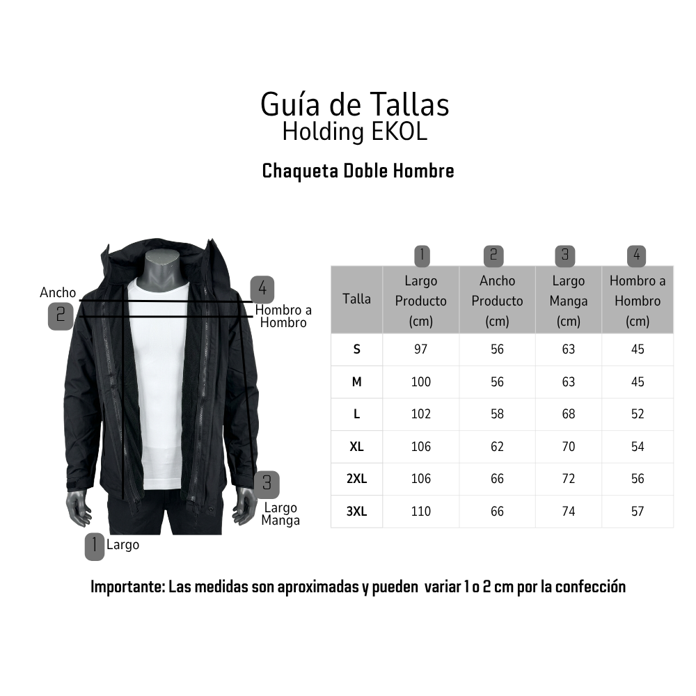 Chaqueta Doble Cortaviento Con Forro Polar Negra Térmica-7