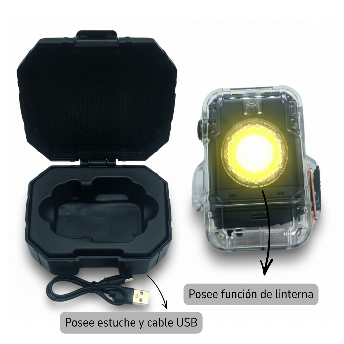Encendedor Linterna LED Recargable Cable USB-2