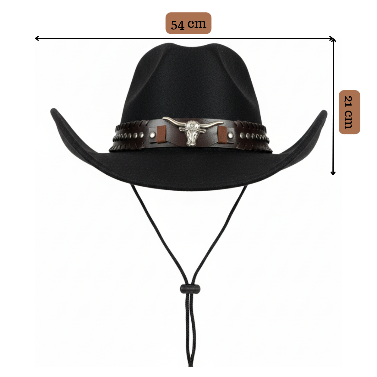 Sombrero Vaquero Estilo Western Cowboy Unisex Adulto Negro Talla Única-3