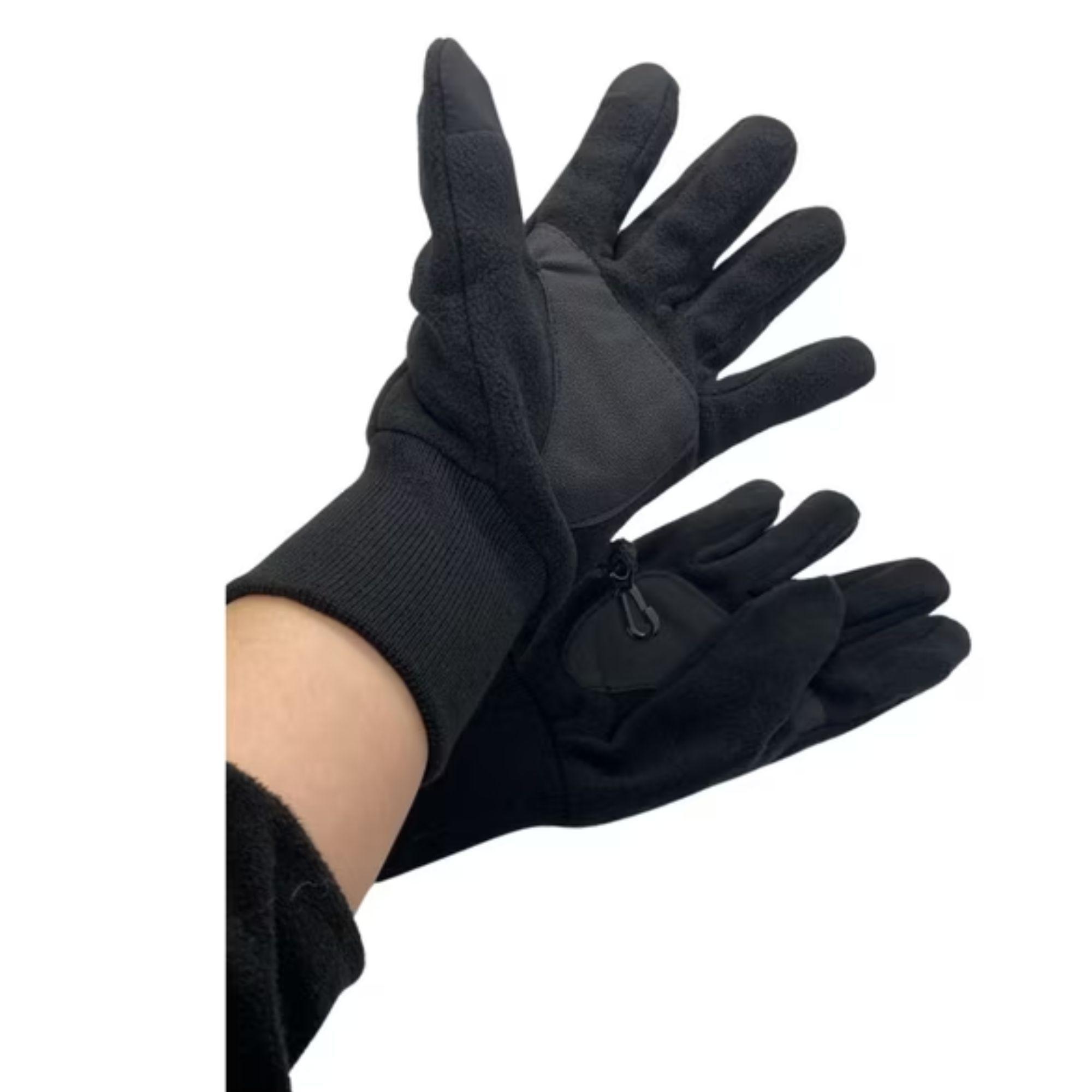 Guante De Polar  Para Hombres Tactiles Otoño Invierno Color  Negro -2