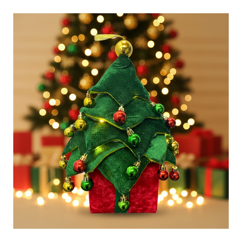 Mini Árbol De Navidad Pino Pequeño Con Base De Madera Navidad 2025-5