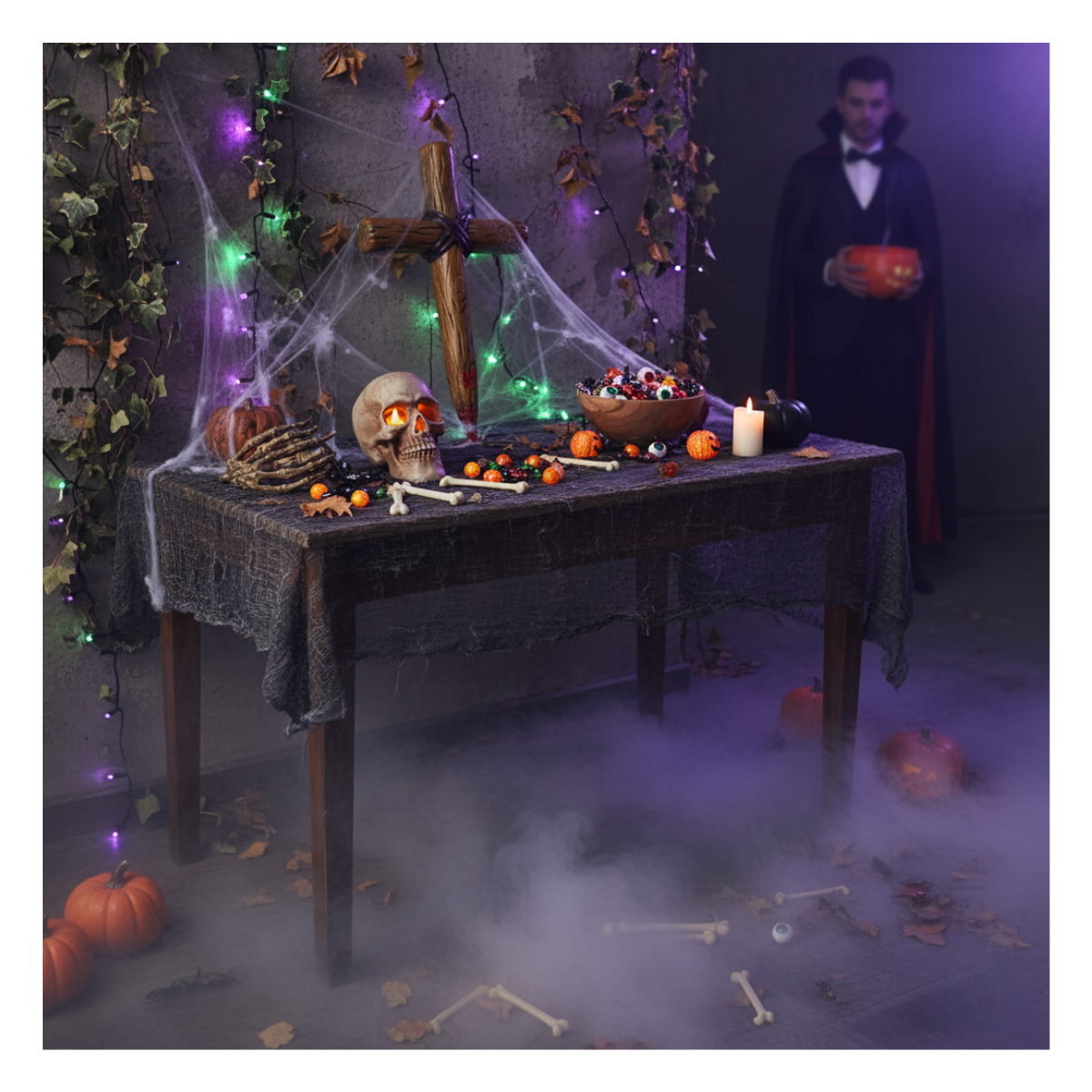 Set Muerte Calavera + Cruz Decoración Fiestas Halloween 2025-3