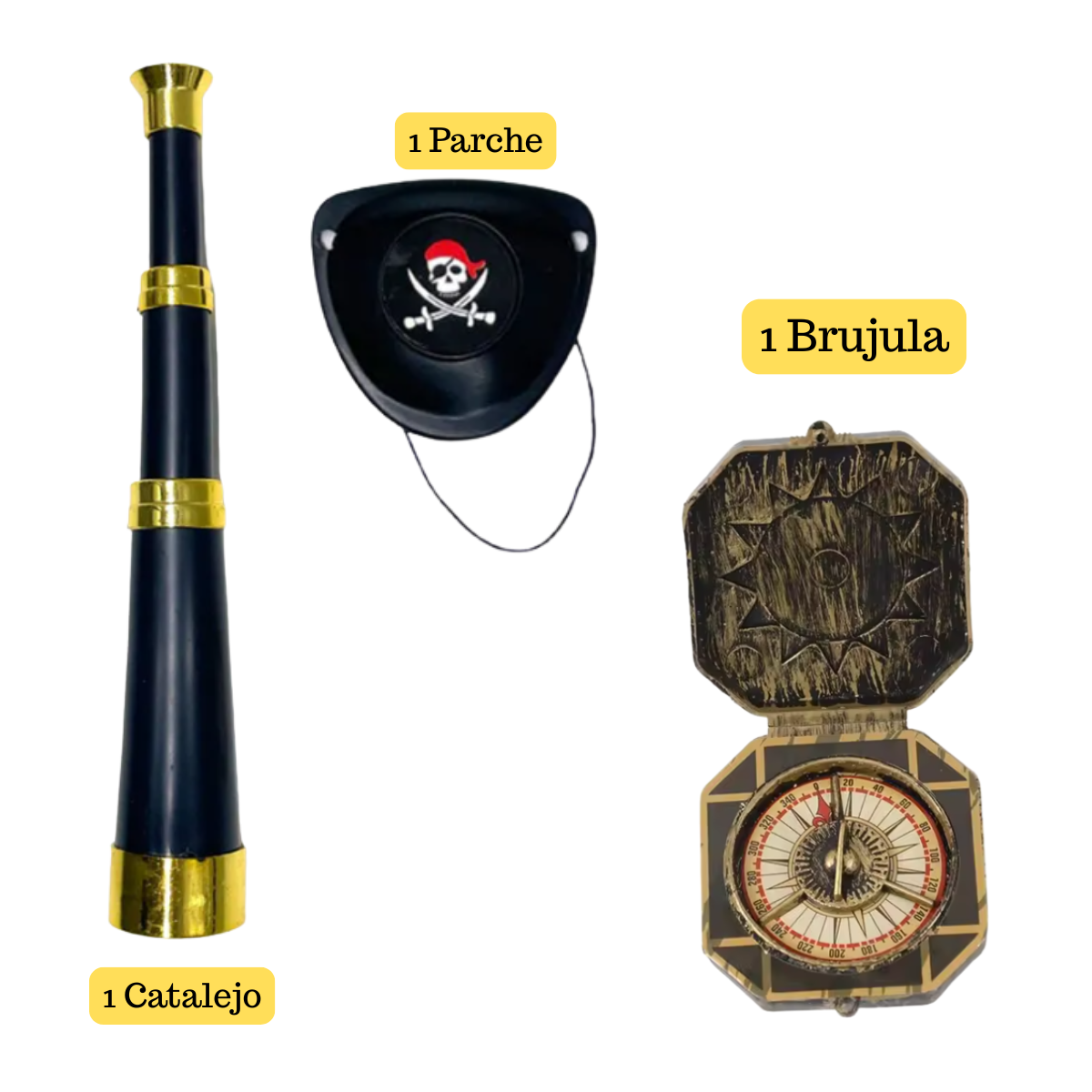Set Pirata Catalejo+Brujula+Parche Halloween 2025-2