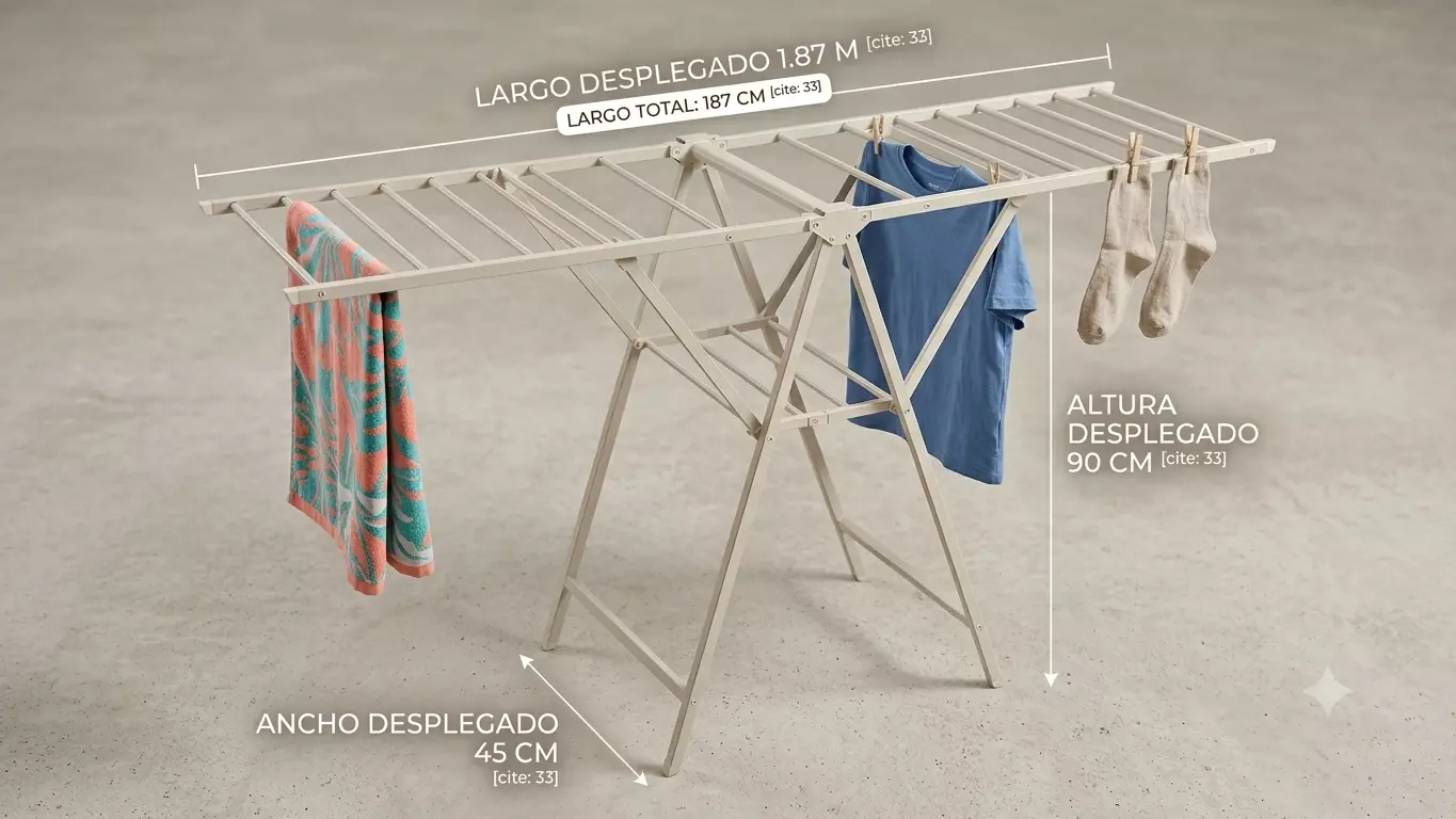 Tendedero de Piso Plegable 180 cm Resistente para Hogar y Lavandería-2