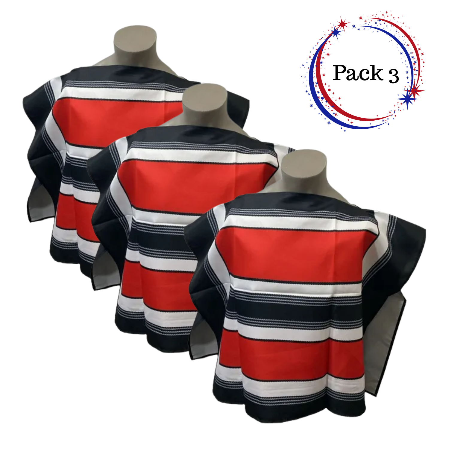Pack 3 Mantas Poncho Huaso Juvenil Fechas Patrias Viva Chile-1