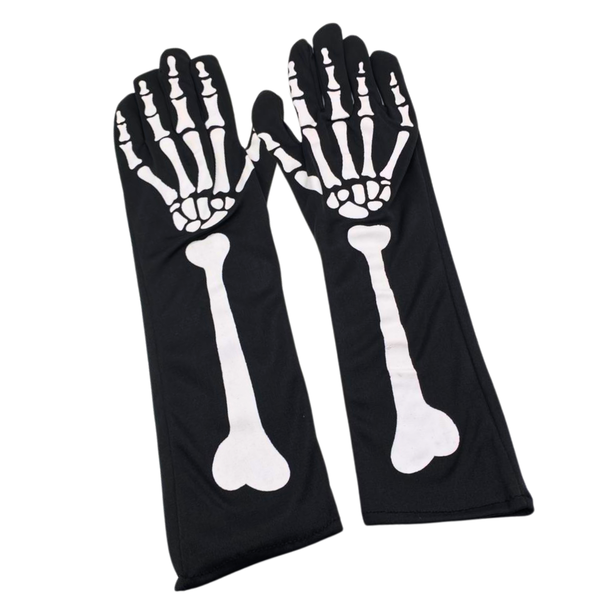 Mangas Con Diseño Esqueleto Negro 38 cm Largo Halloween 2025-1
