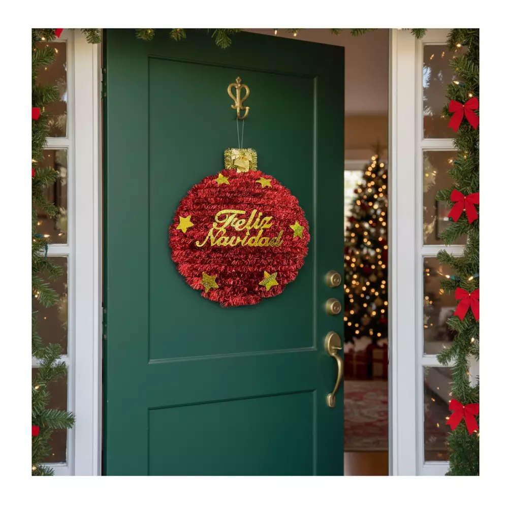 Pack 3 Colgante Esfera Adorno Para Puerta De Navidad 2025-4