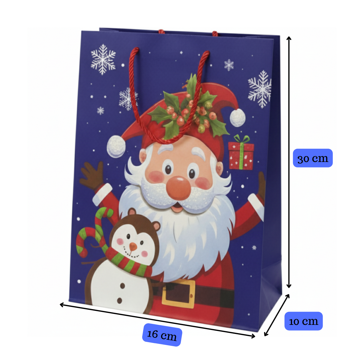 Pack 12 Bolsas De Regalo Navidad Mediana 30x16x10 cm Diseños Surtido-5