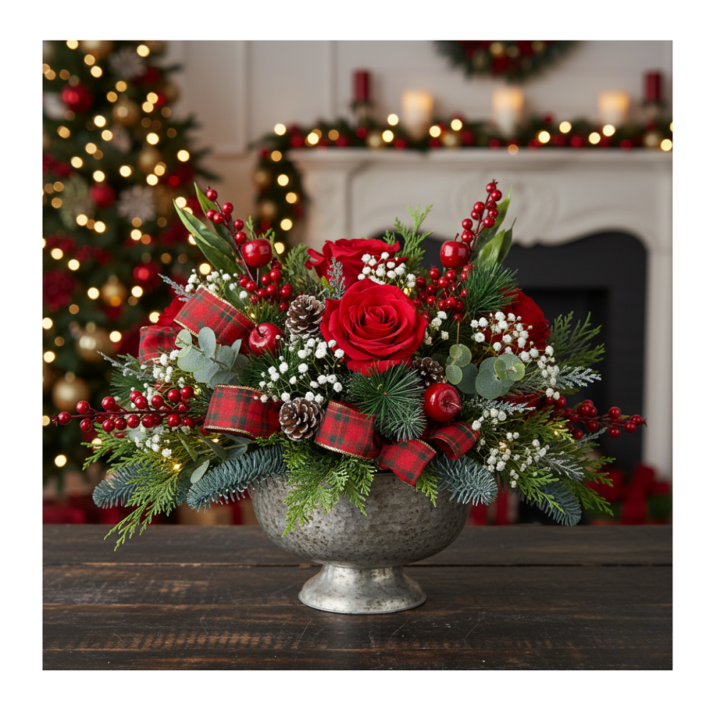 Pack 5 Bayas Ramas Flores Artificiales Acebo Tallos Navidad 2025-4