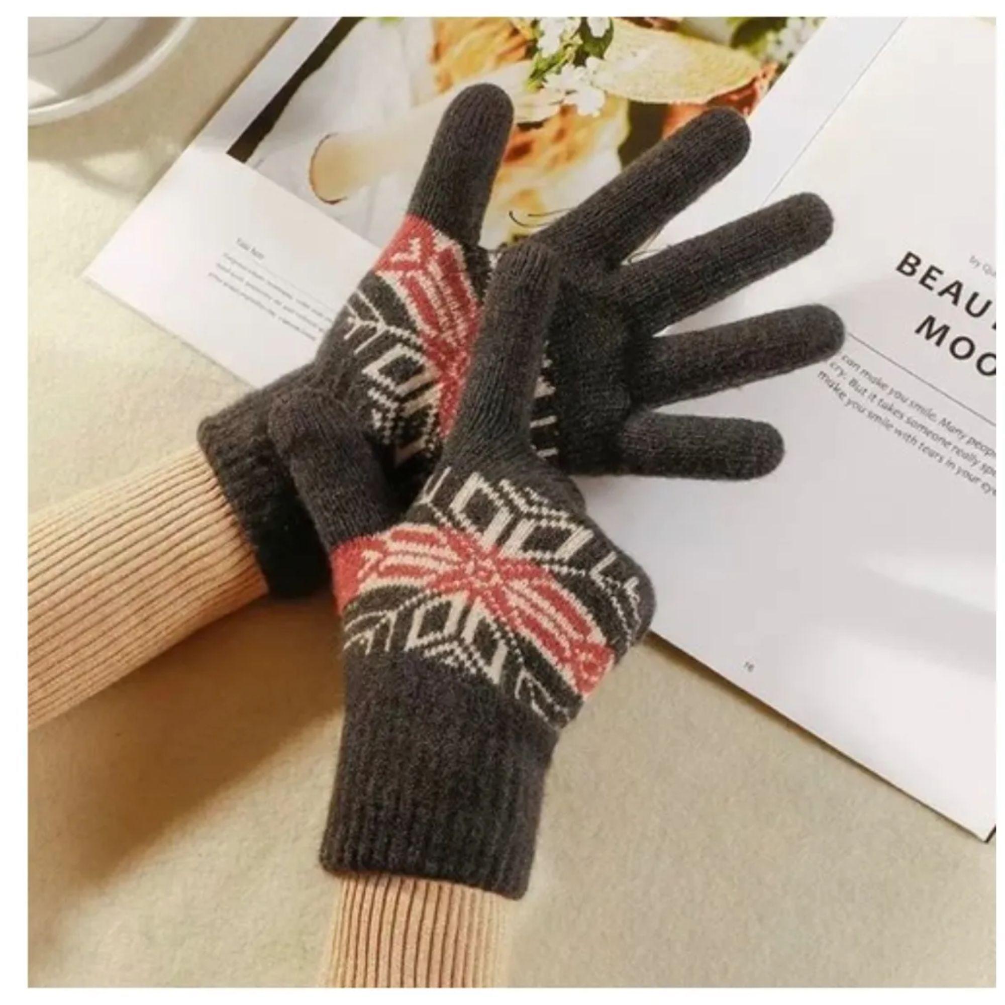 1 Par Guante De Lana Térmico Con Chiporro Unisex Invierno-3