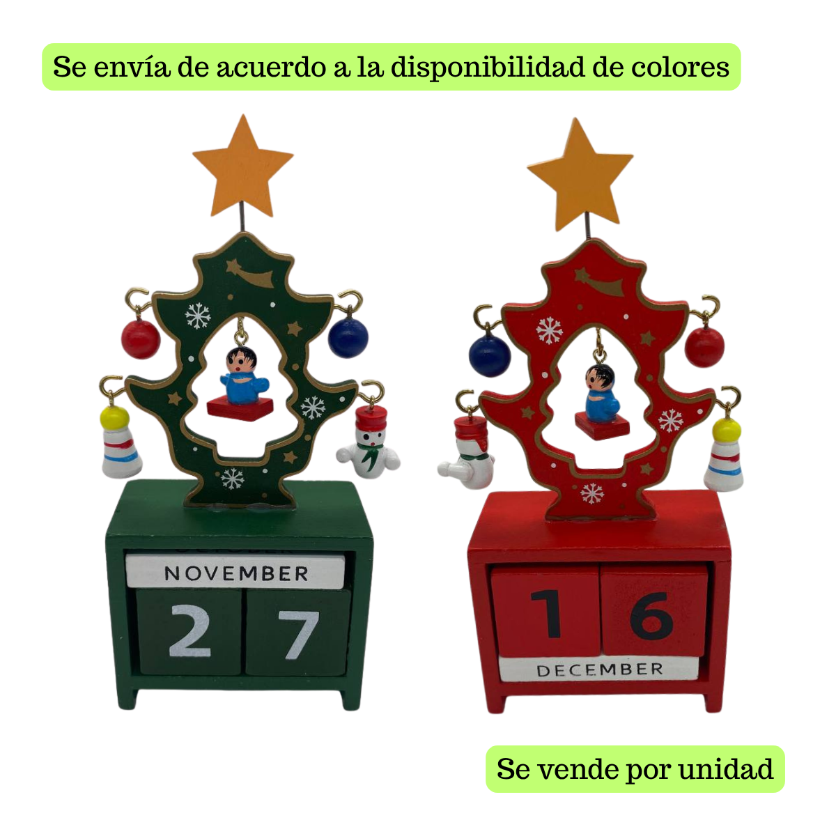 Calendario Perpetuo Árbol De Navidad Madera Decorativo Navidad 2025-2