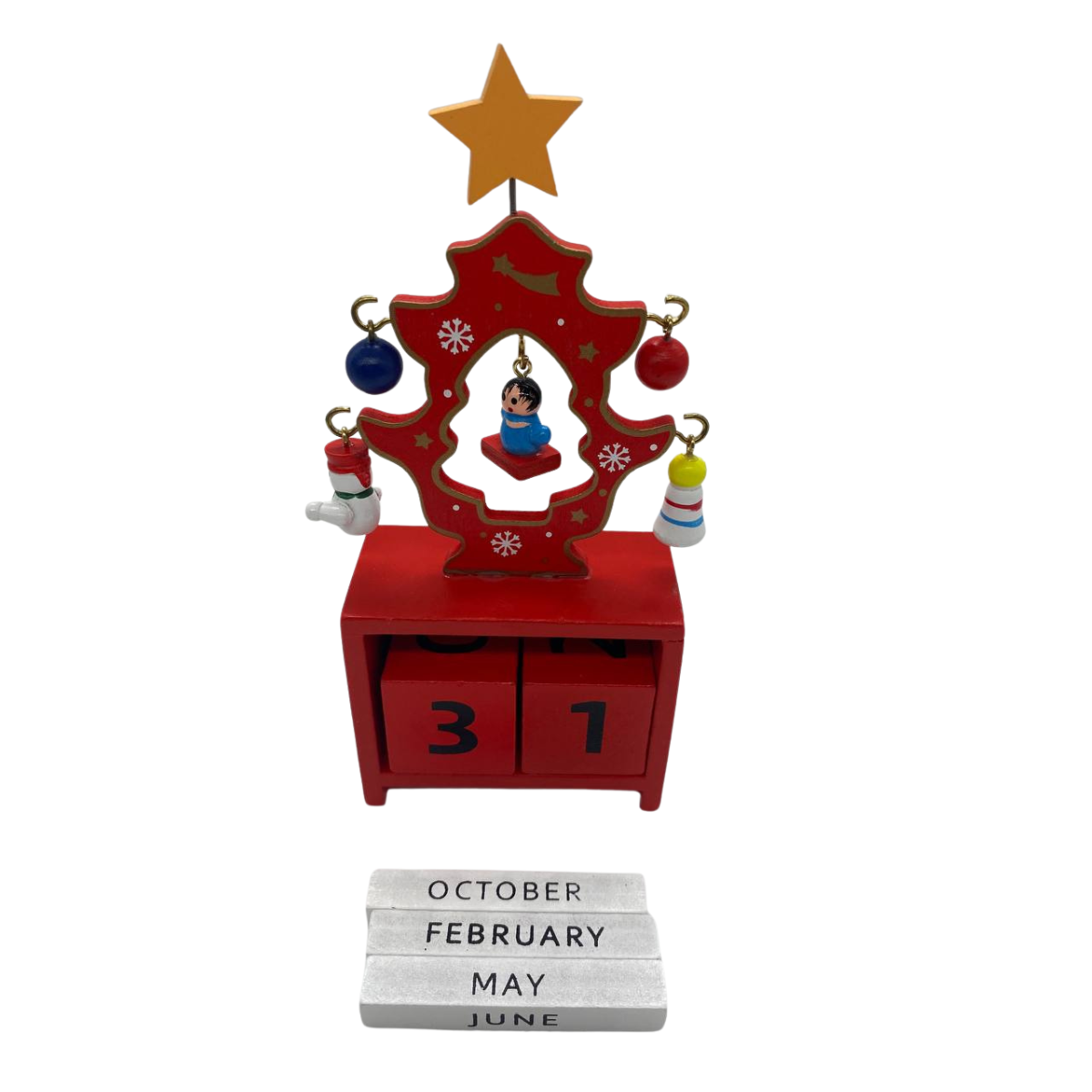 Calendario Perpetuo Árbol De Navidad Madera Decorativo Navidad 2025-4
