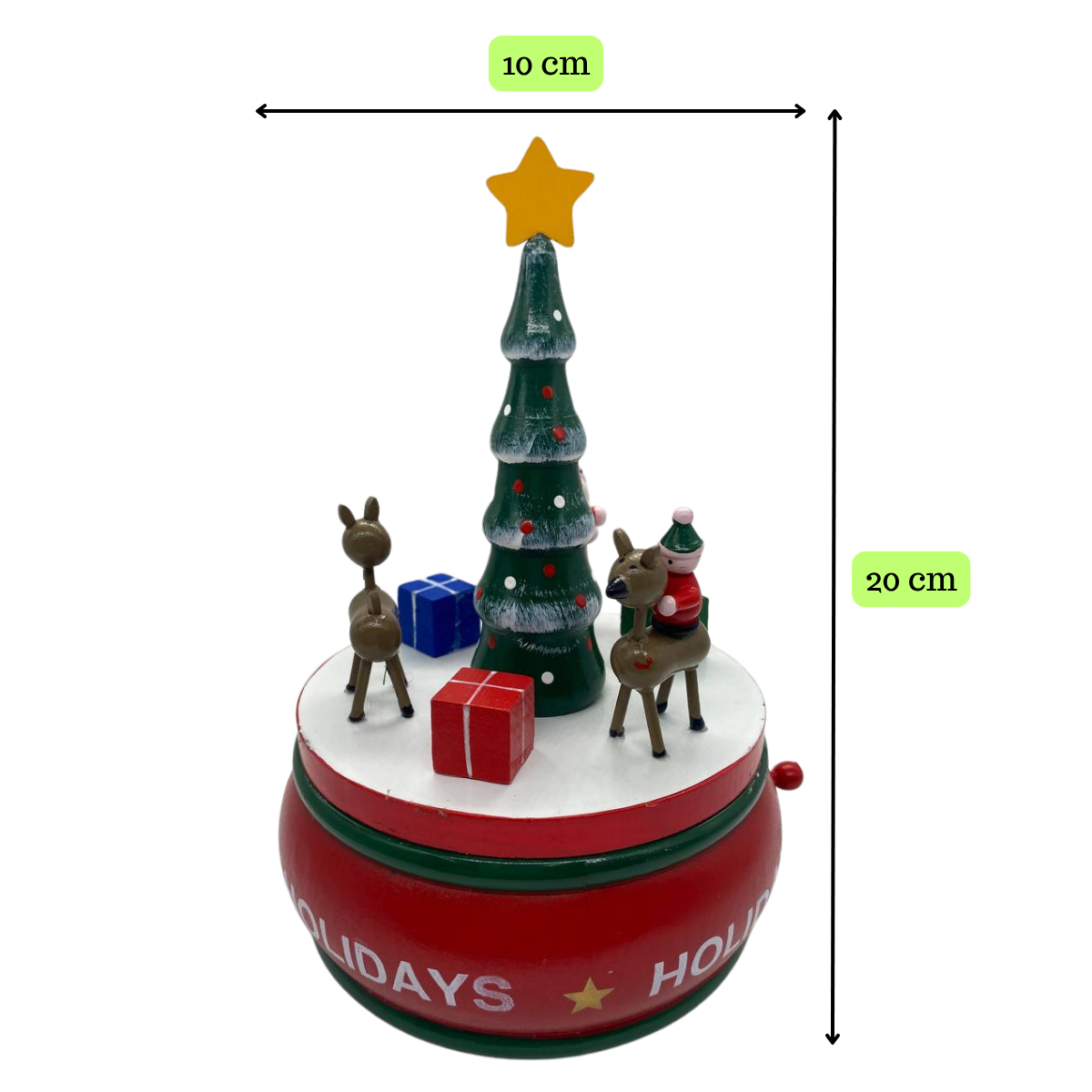 Arbolito Navideño Caja Musical Renos Madera 20cm Decoración Navidad 2025-3