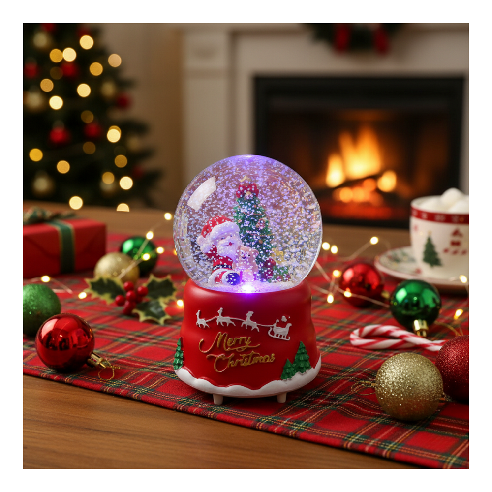 Esfera Bola Navidad Y Nevado Papa Noel Regalo Navidad 2025-1