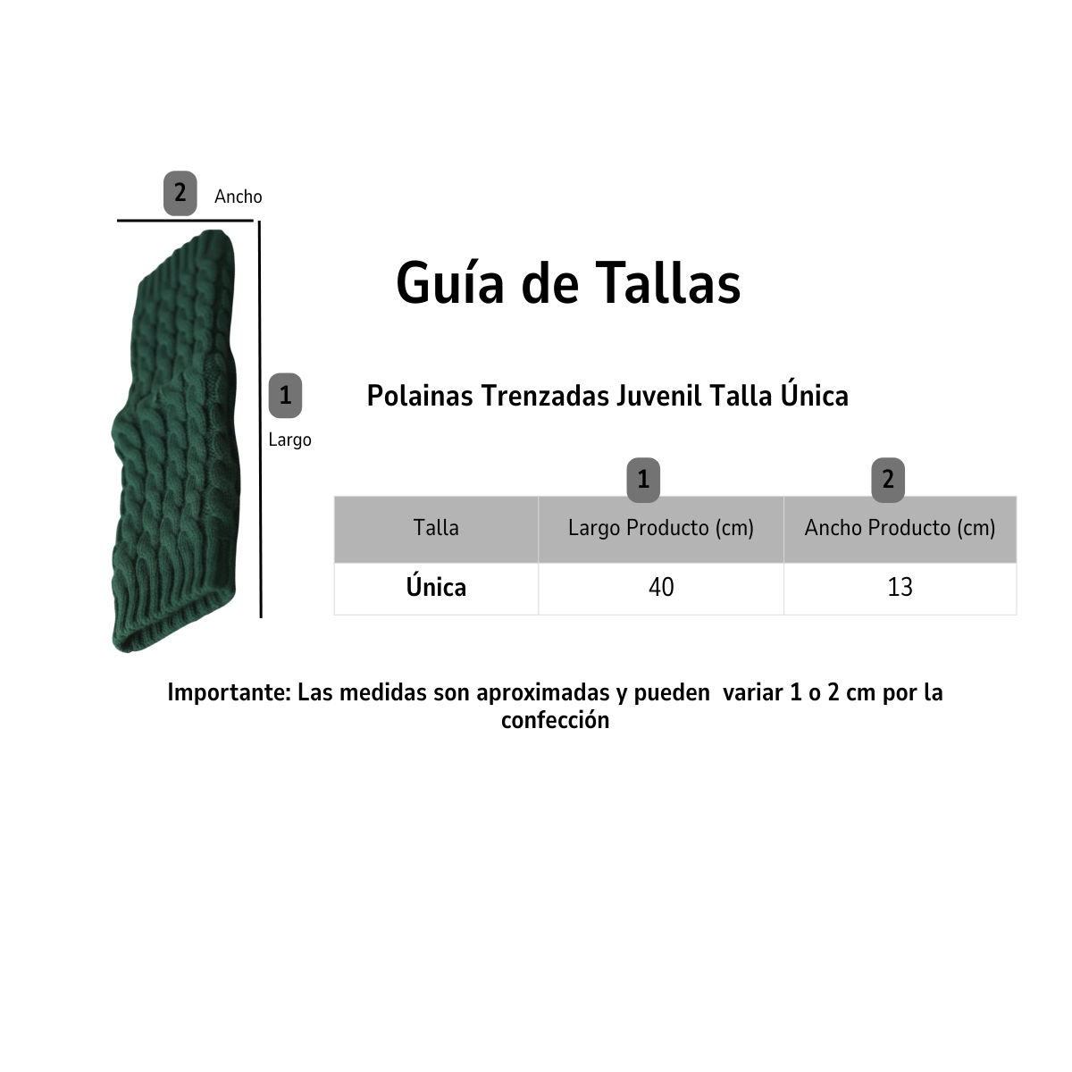 Polainas Calentadores Tejido Trenzado Colores Variados Mujer Niña Elegante 100% Lana-3