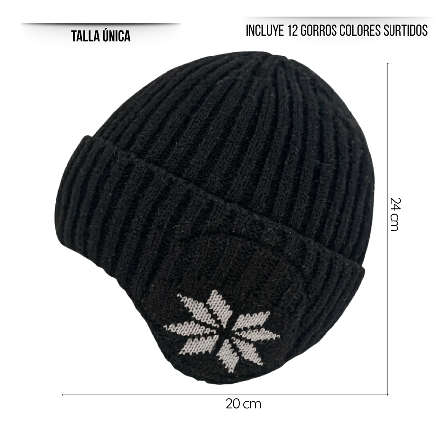 Pack 12 Gorro beanie con Cubreorejas Colores surtidos-3
