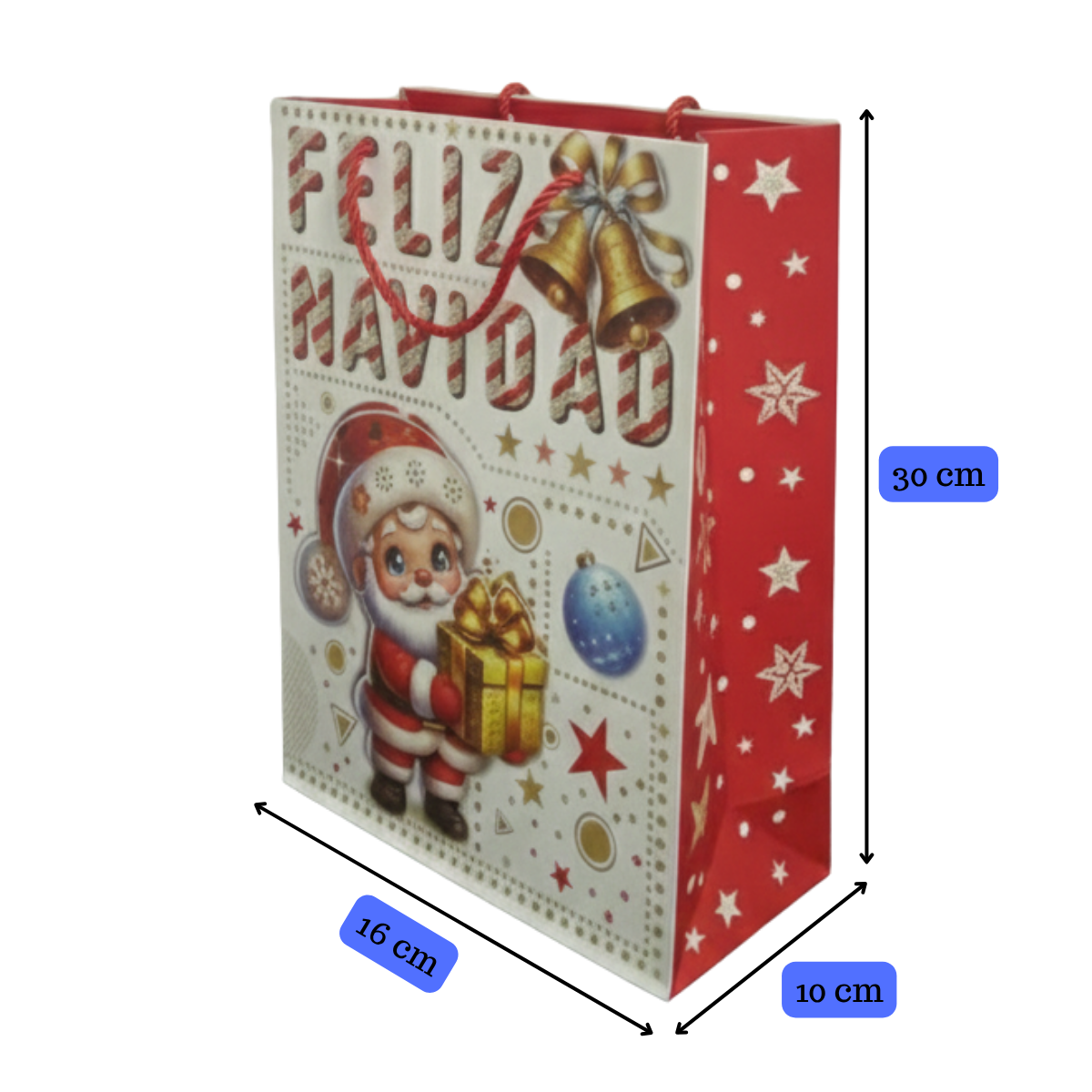 Pack 12 Bolsas De Regalo Navidad Mediana 30x16x10 cm Diseños Surtidos-5