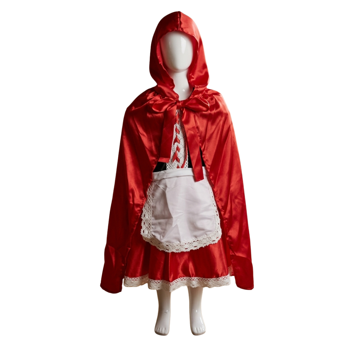 Traje De Caperucita Roja Con Encaje Y Capa Roja Brillante-1