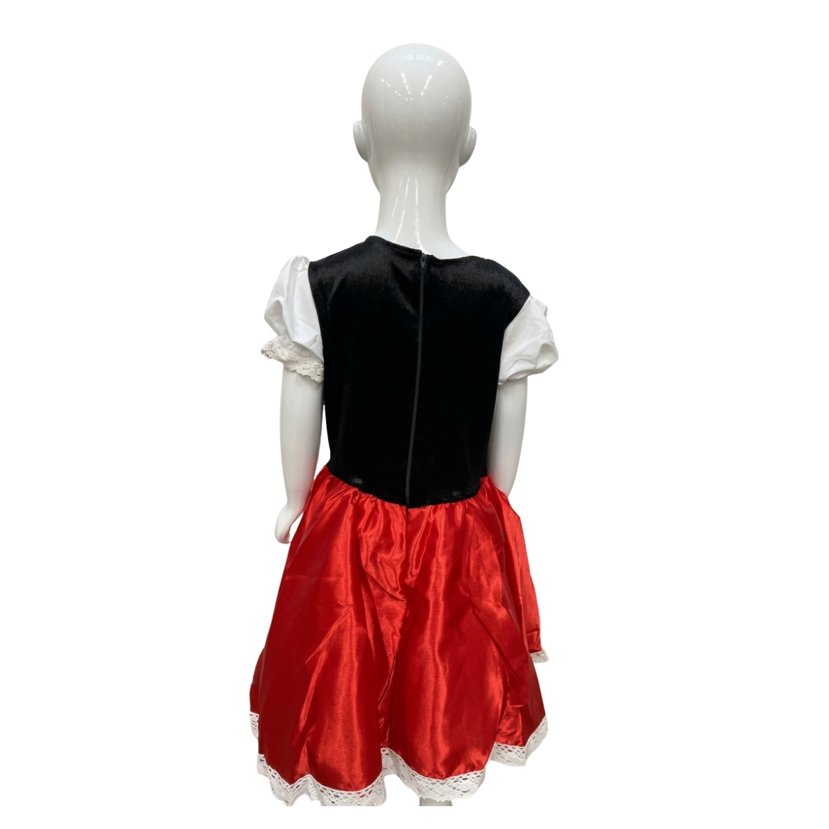 Traje De Caperucita Roja Con Encaje Y Capa Roja Brillante-3
