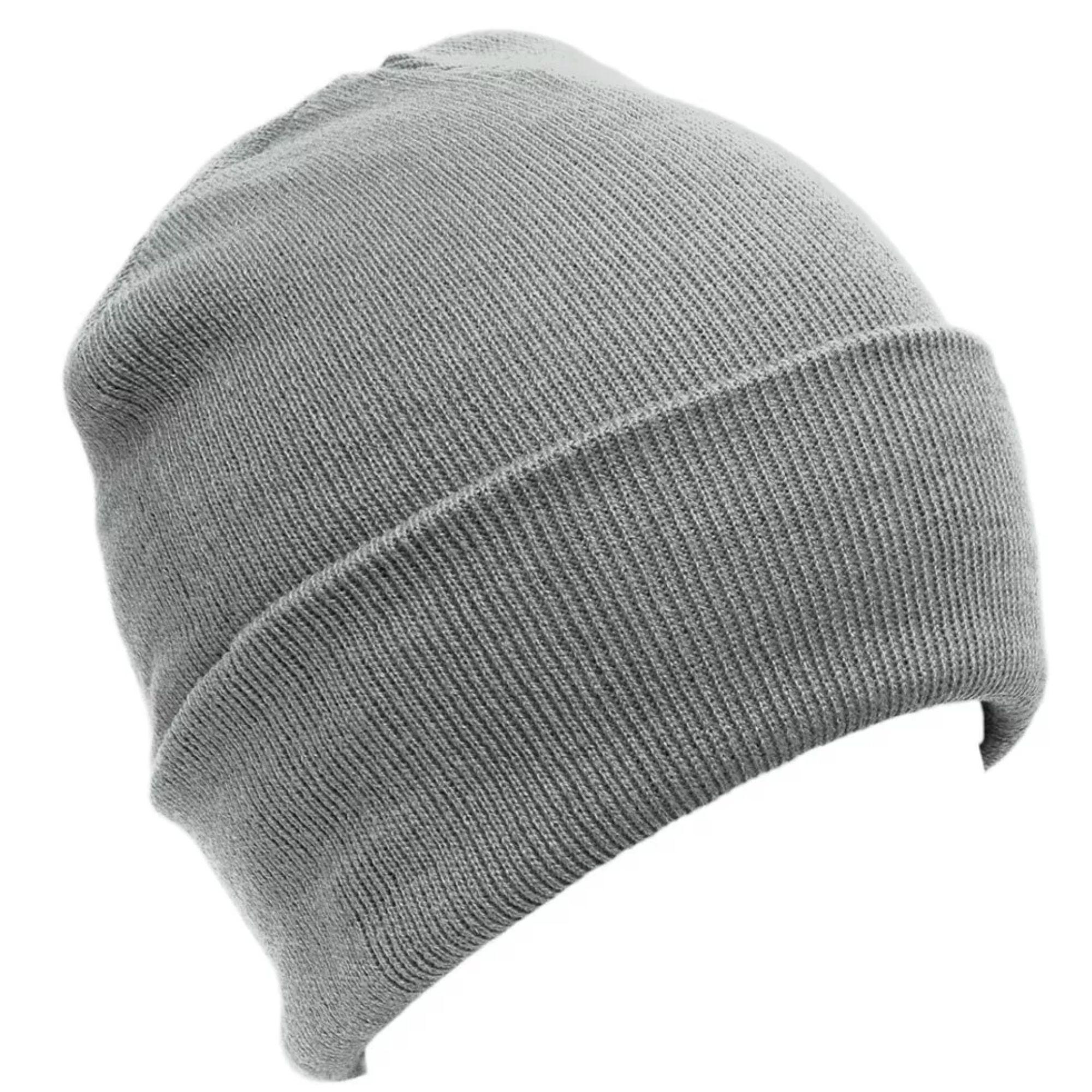 Gorro Beanie De Lana Adulto Con Doblez Negro Forro Polar-0