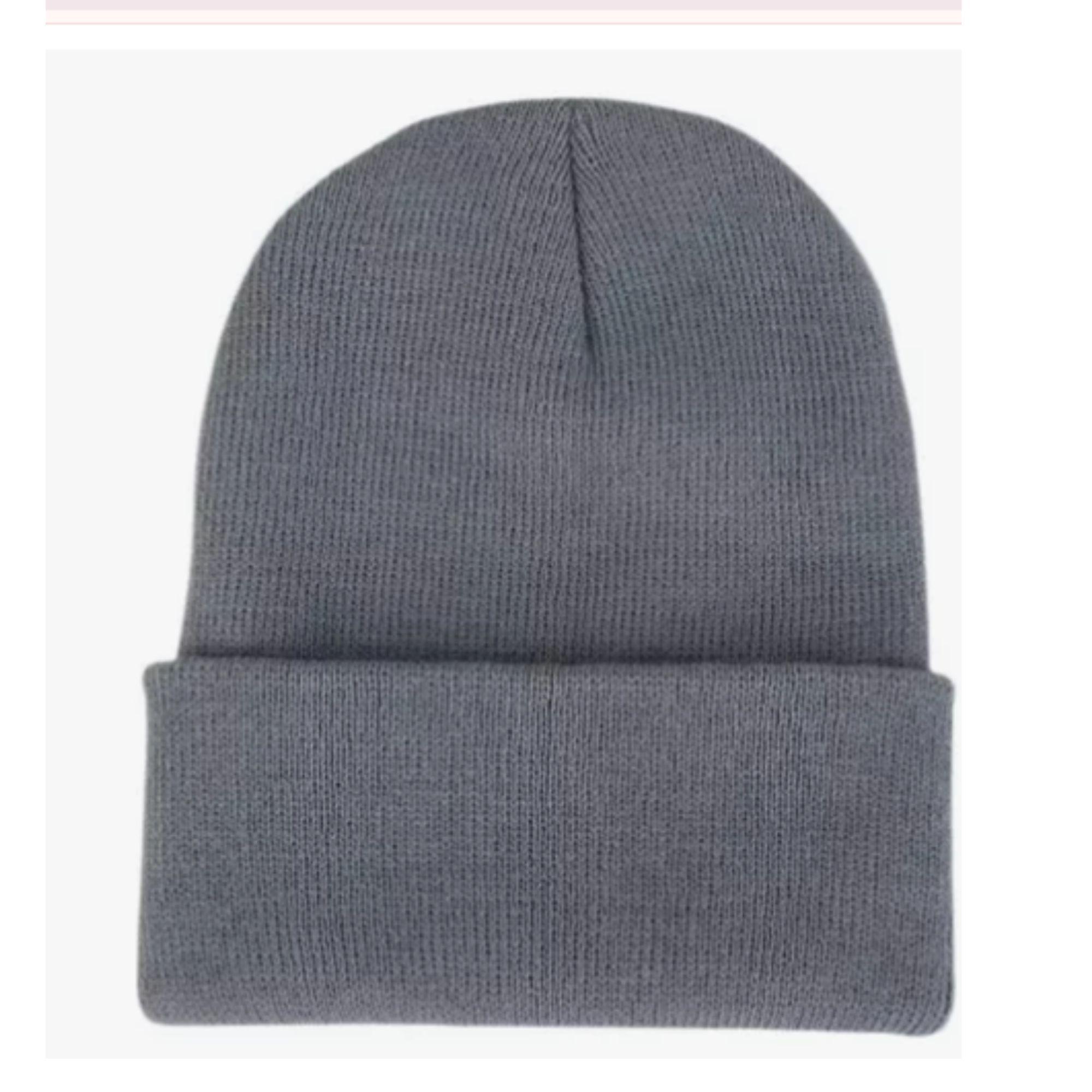 Gorro Beanie De Lana Adulto Con Doblez Negro Forro Polar-1