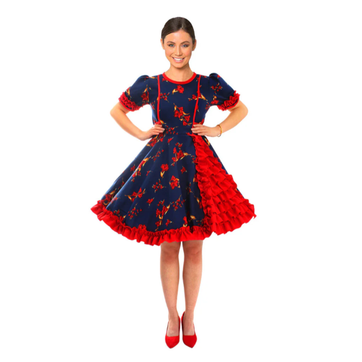 Vestido Huasa Chinita Floreado Mujer Adulta Varios Colores-0