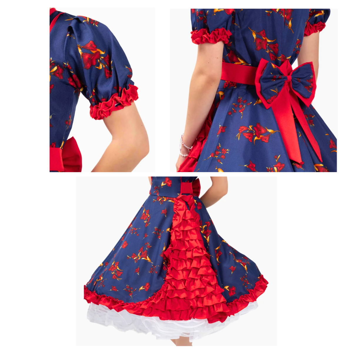 Vestido Huasa Chinita Floreado Mujer Adulta Varios Colores-2