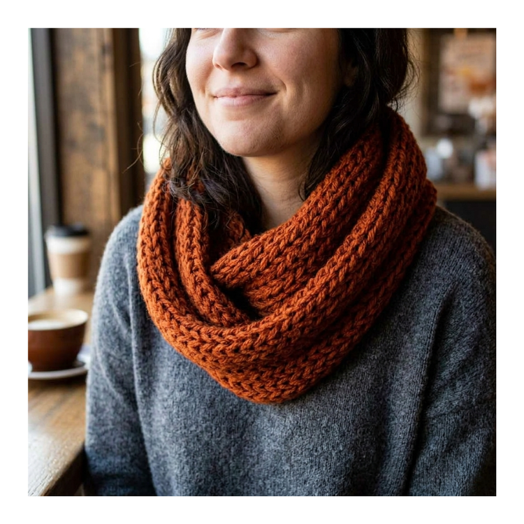 Bufanda Cuello Estilo Punto Inglés Lana Invierno Abrigado-0