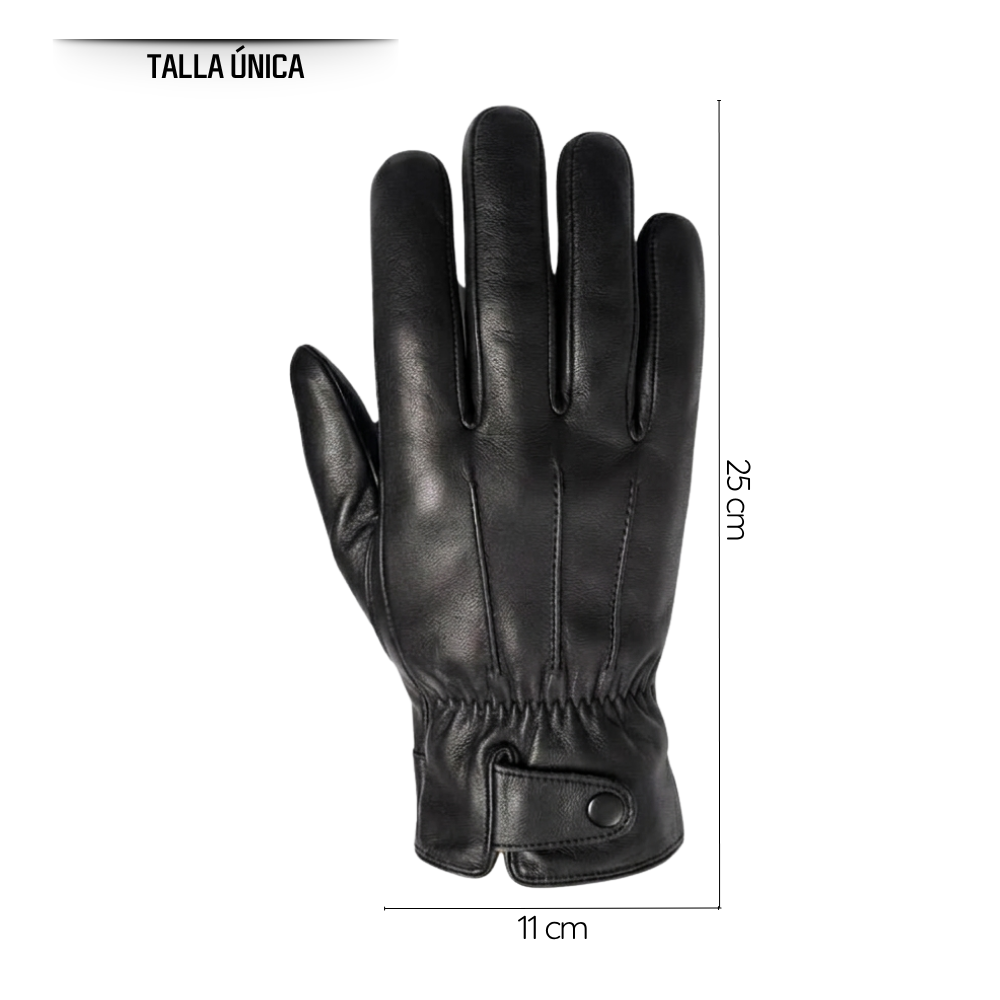Guantes De Cuero Con Ajuste De Botón Y Elástico Clásicos Elegantes Para Hombre Invierno-5