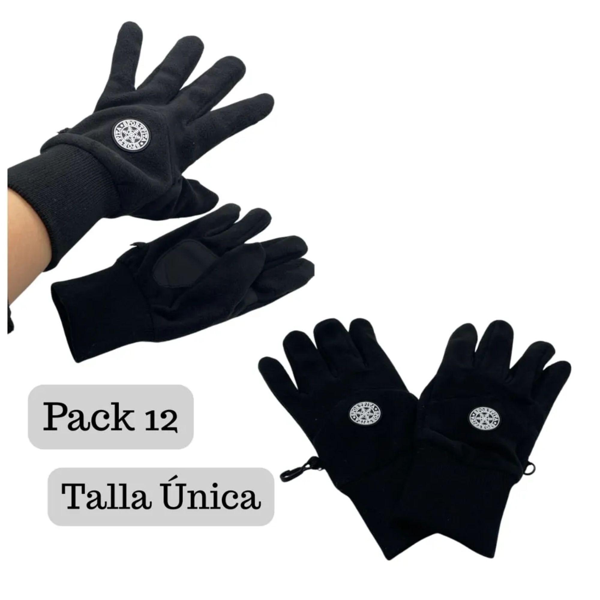 Pack 12 Guantes  De Polar Táctiles Para Hombre Color Negro-2