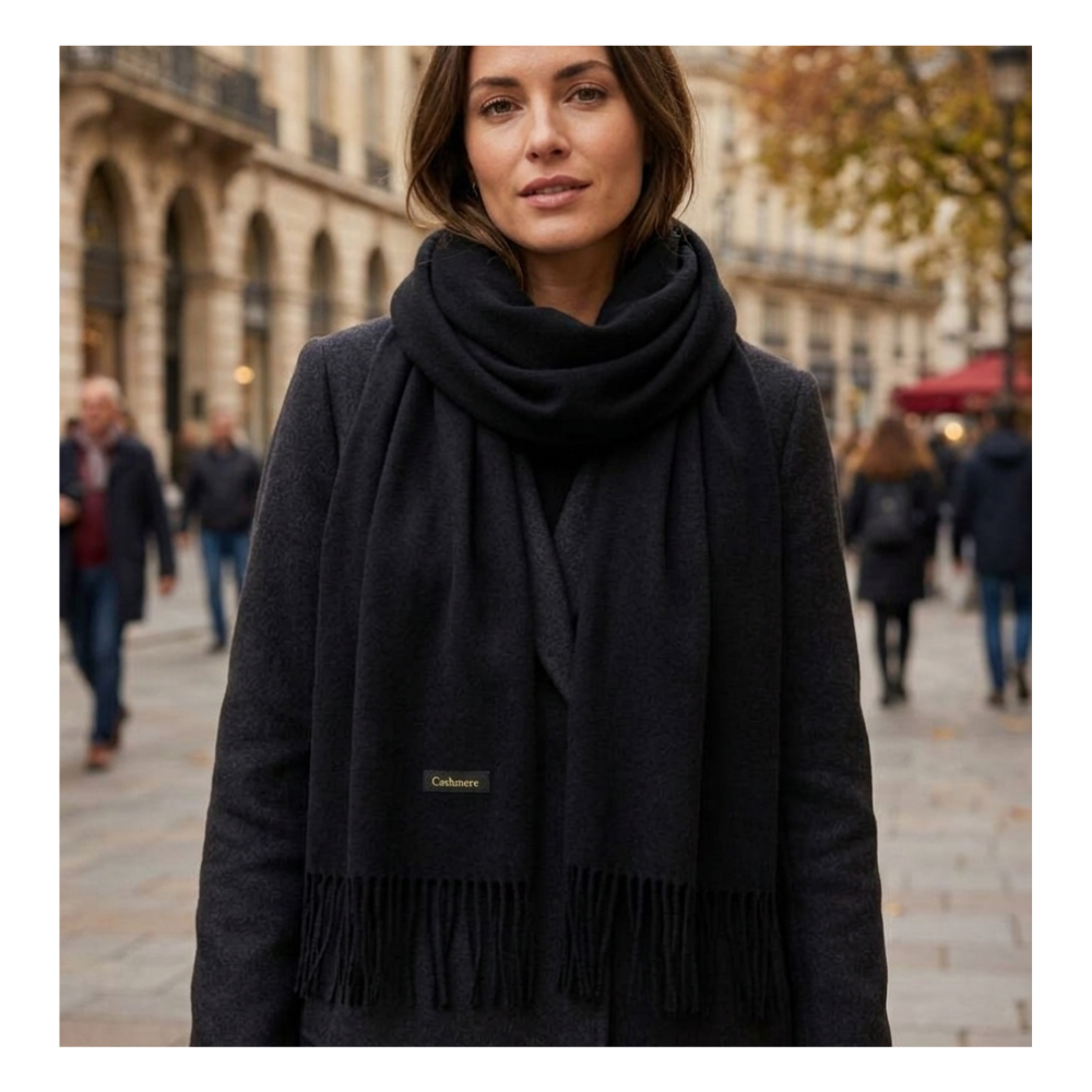 Bufanda de Cashmere Suave de Invierno con Flecos-2