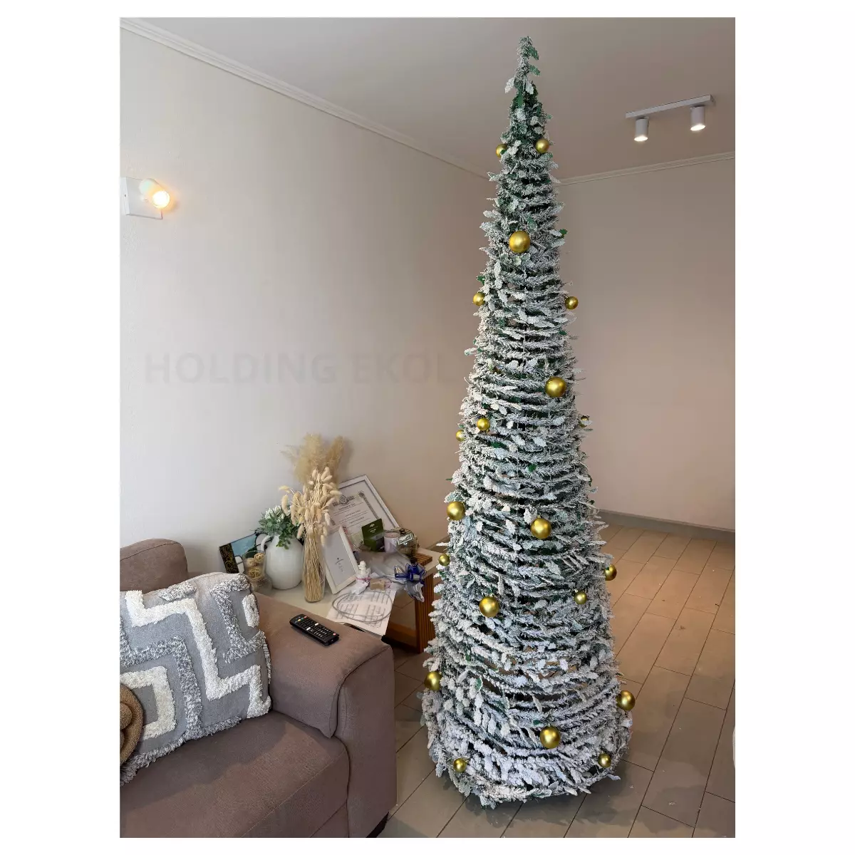 Árbol De Pascua Premium 2.10 M Pino De Navidad Plegable Nevado Adornos-6