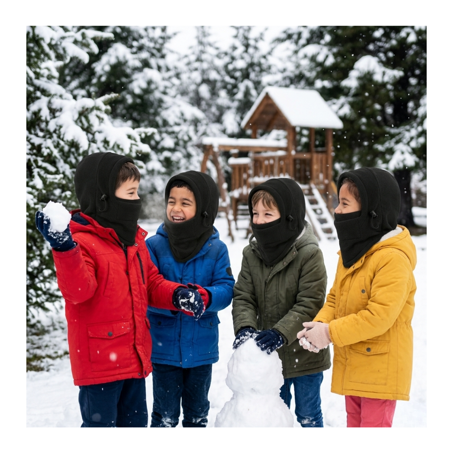 Gorro Pasamontañas De Polar Ajustable Para Niños Niñas Invierno-3