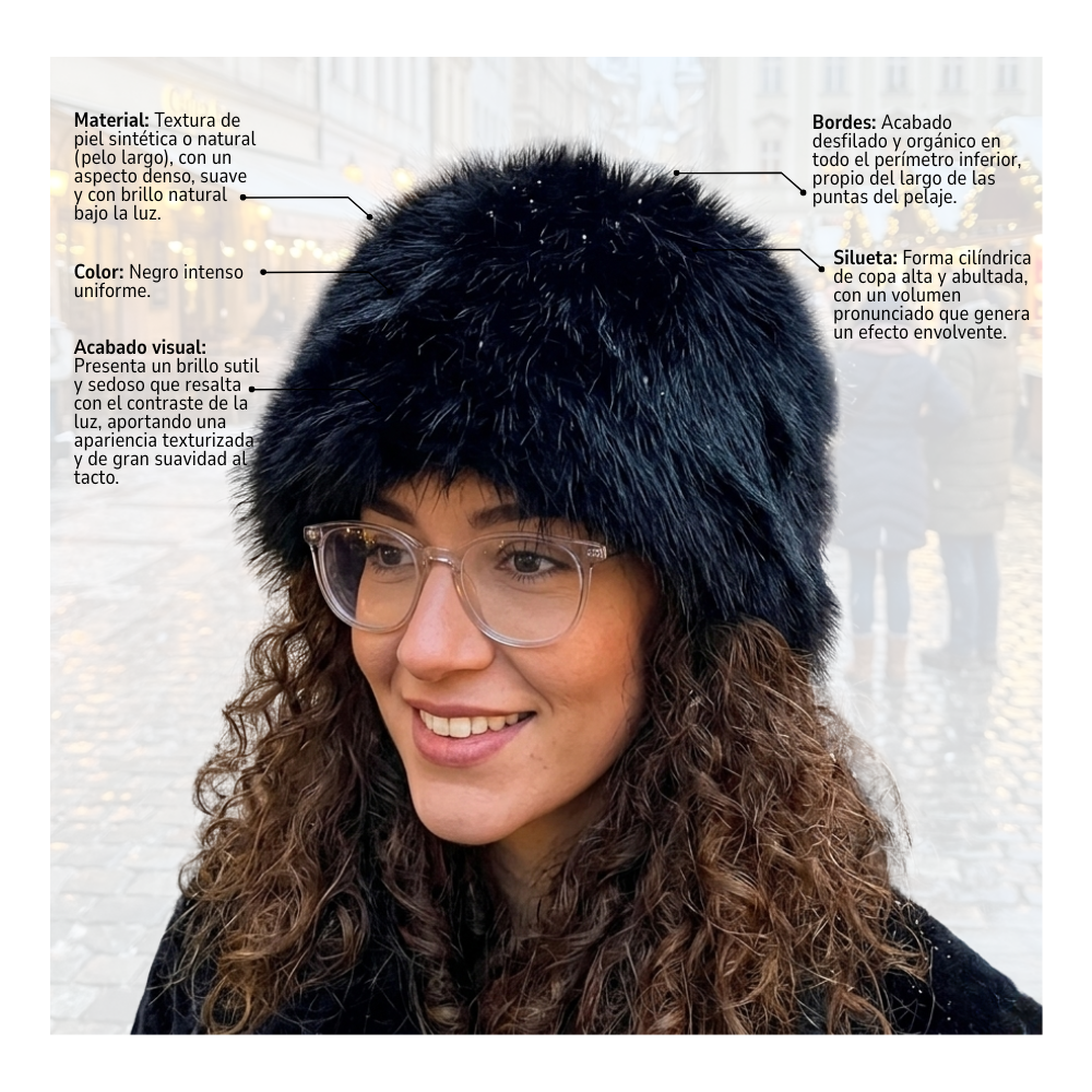 Gorro Peludo Tipo Cosaco para Mujer Accesorio de Invierno Elegante-4