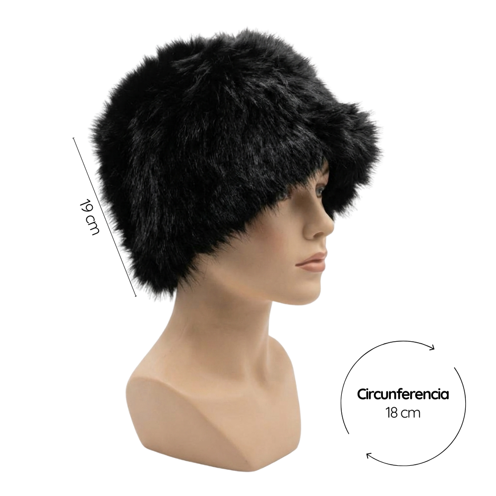 Gorro Peludo Tipo Cosaco para Mujer Accesorio de Invierno Elegante-5